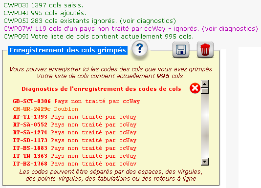 Fenêtre de diagnostics Fenêtre de diagnostics