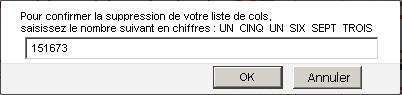 Demande de confirmation de la suppression Demande de confirmation de la suppression