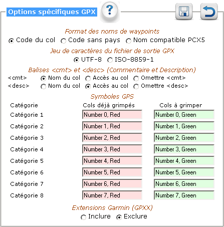 Réglages :: Format GPX