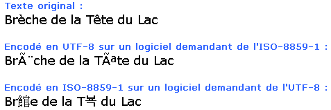 Jeux de caractères inadaptés
