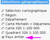 Sélectionner tous les cols du pays