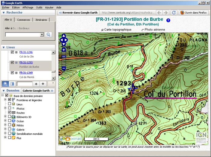 Affichage Géoportail sur Google Earth Affichage Géoportail sur Google Earth